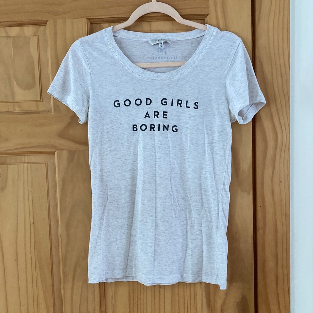 Milly Light Gray Slogan Tee